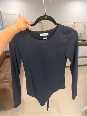 aritzia black Long-Sleeve Scoop-Neck Bodysuit